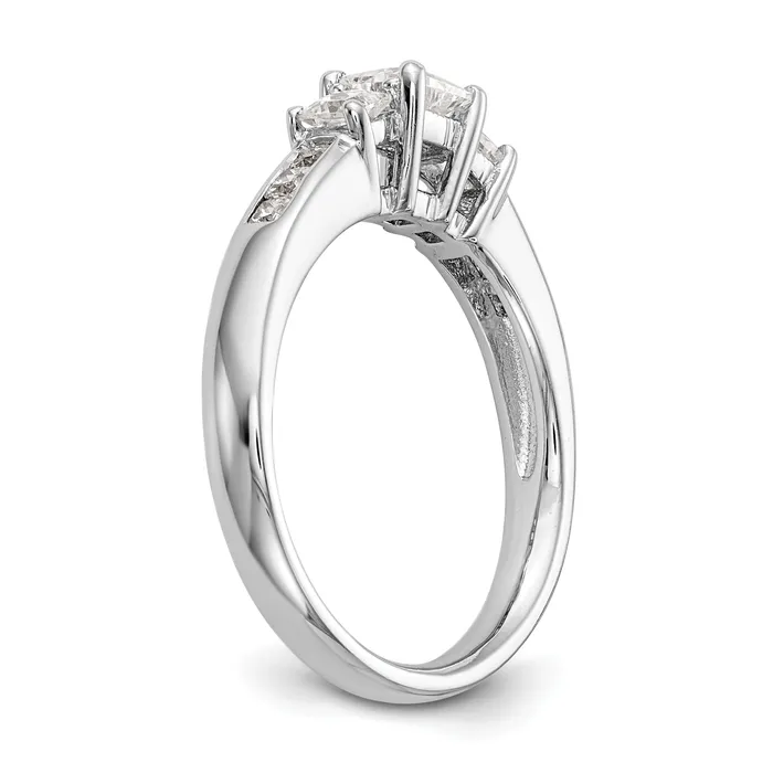 Rings 050ct CZ Solid Real 14K White Gold 3Stone Engagement Ring Goldia