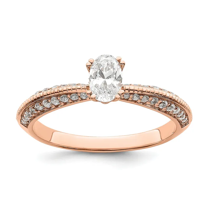 Rings Goldia 050ct CZ Solid Real 14k Rose Polish 12ct Oval Engagement Dia Ring
