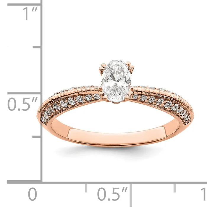 Rings Goldia 050ct CZ Solid Real 14k Rose Polish 12ct Oval Engagement Dia Ring