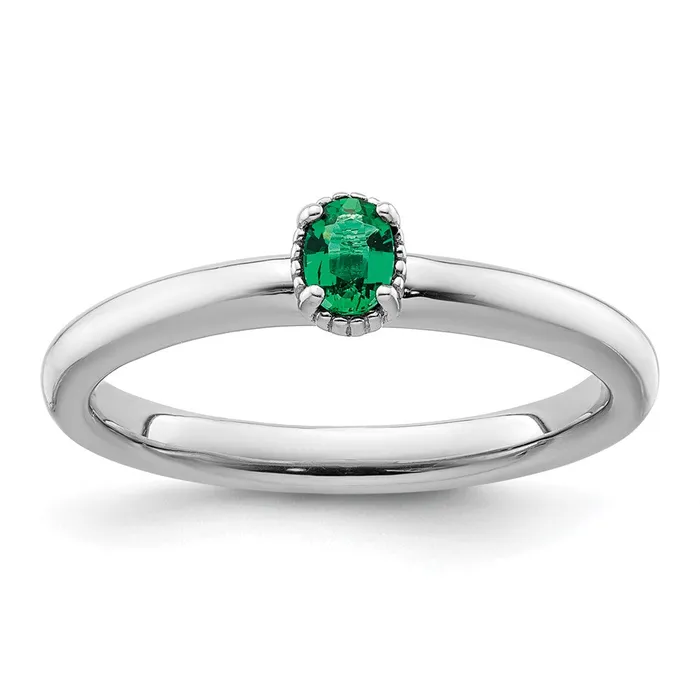 Rings Goldia Sterling Silver Stackable Expressions Created Emerald Single Stone Ring