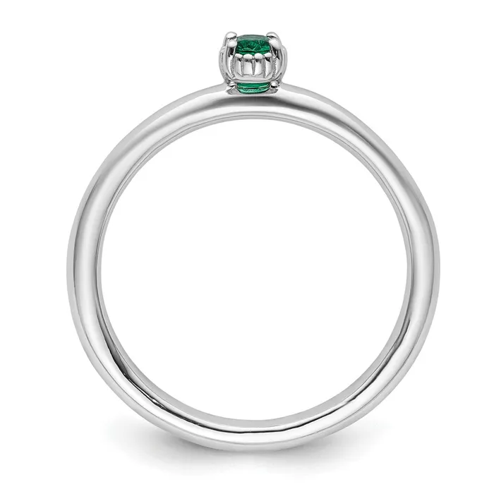 Rings Goldia Sterling Silver Stackable Expressions Created Emerald Single Stone Ring