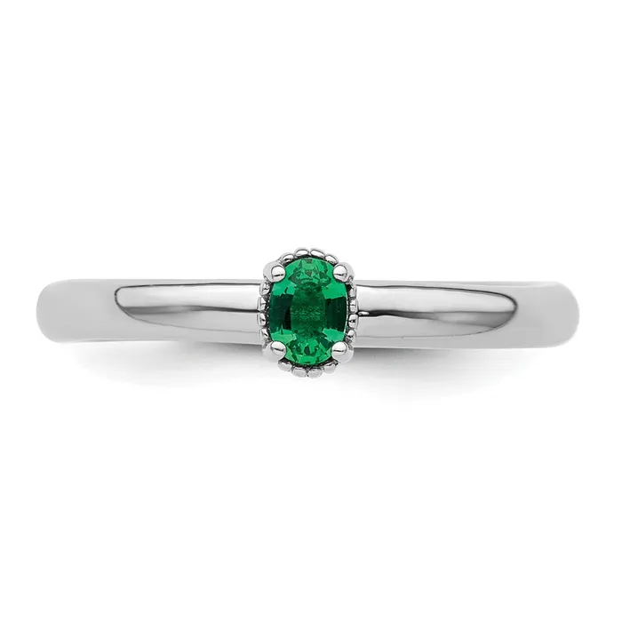 Rings Goldia Sterling Silver Stackable Expressions Created Emerald Single Stone Ring