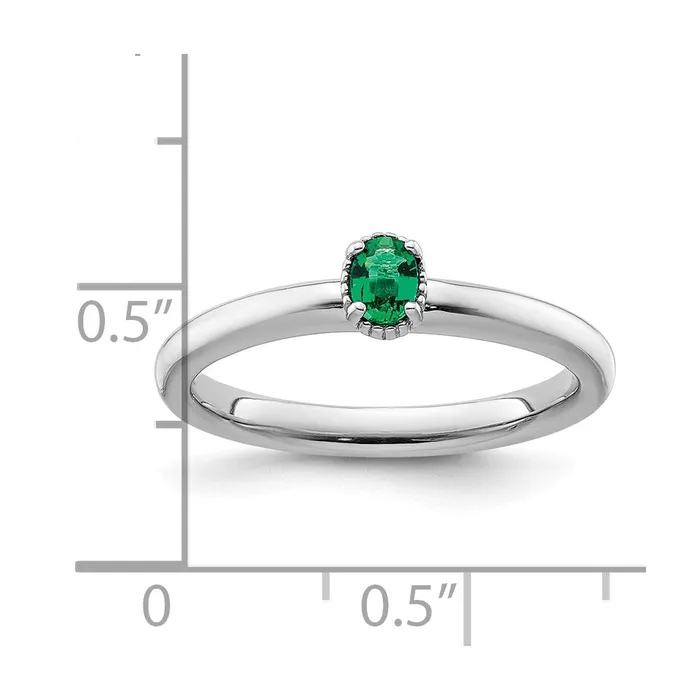 Rings Goldia Sterling Silver Stackable Expressions Created Emerald Single Stone Ring