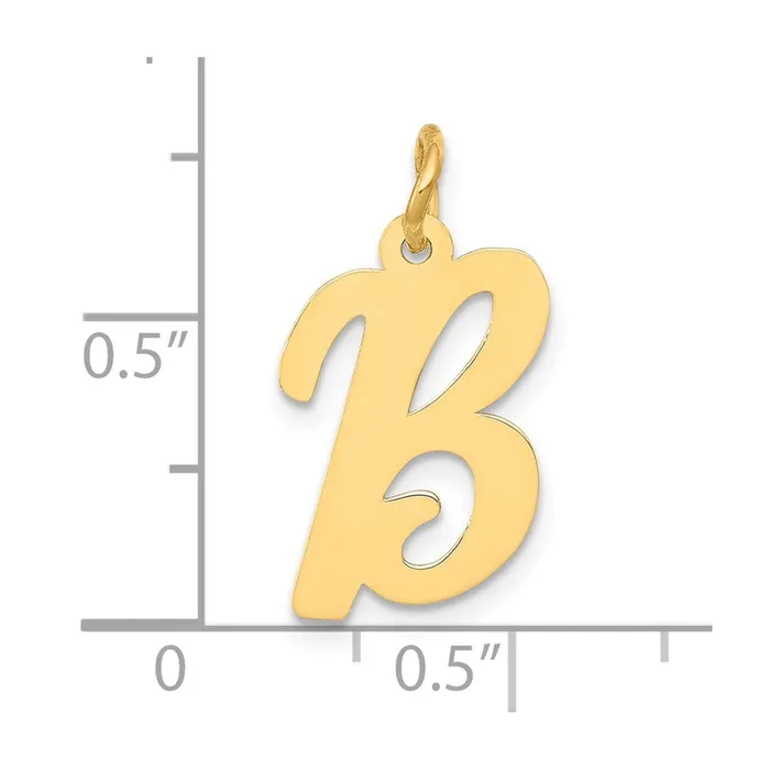 10k Yellow Gold Medium Script Letter B Initial Charm TreasureFineJewelers Charm Necklaces