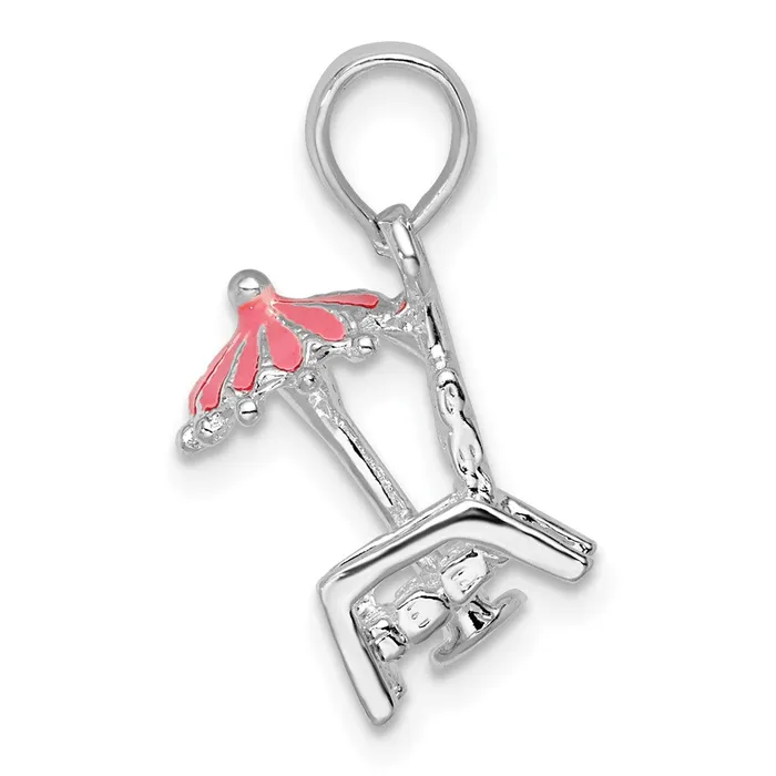 Necklaces Sterling Silver Polished 3D Enameled Beach Chair Pendant TreasureFineJewelers