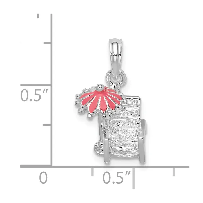 Necklaces Sterling Silver Polished 3D Enameled Beach Chair Pendant TreasureFineJewelers