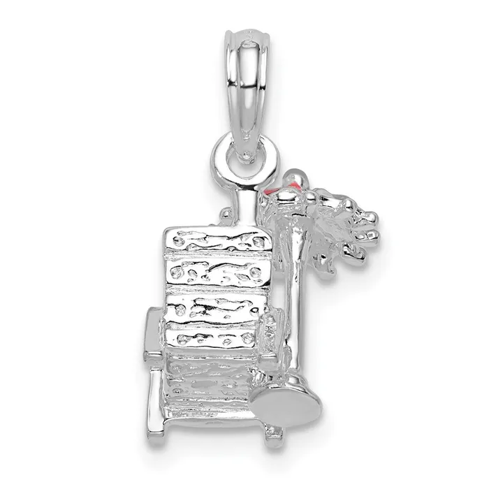Necklaces Sterling Silver Polished 3D Enameled Beach Chair Pendant TreasureFineJewelers