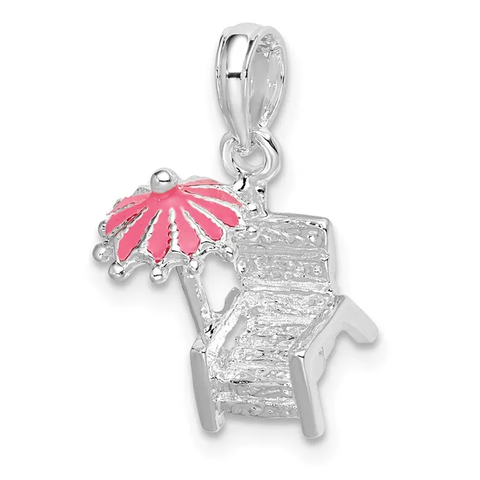Necklaces Sterling Silver Polished 3D Enameled Beach Chair Pendant TreasureFineJewelers