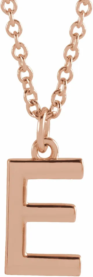Necklaces TreasureFineJewelers 18K Rose GoldPlated Sterling Silver Initial E Dangle 18 Necklace