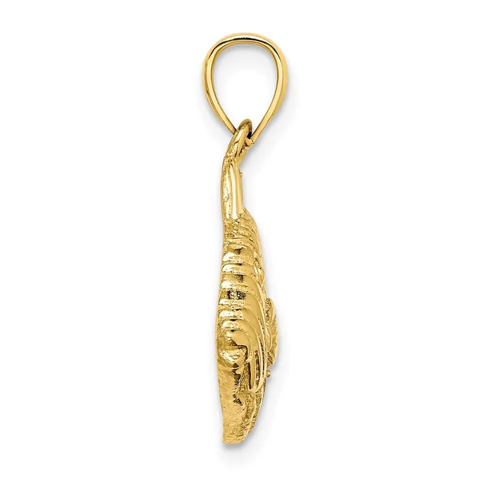 TreasureFineJewelers Charm Necklaces 14K Polished Engraved Striped Fish Charm