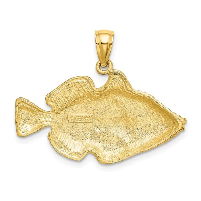 TreasureFineJewelers Charm Necklaces 14K Polished Engraved Striped Fish Charm