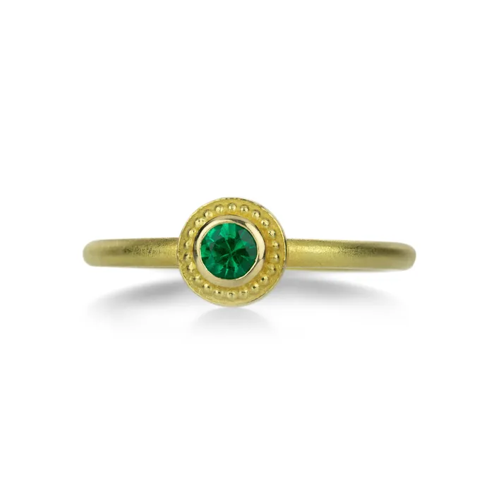Barbara Heinrich 18k Round Emerald Stacking Ring Rings