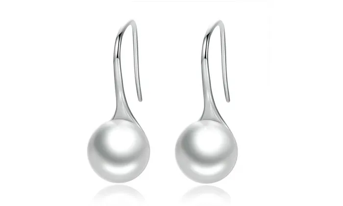 Elegant Round Simulated Pearl Drop Earrings for Women sparklingselections Earrings
