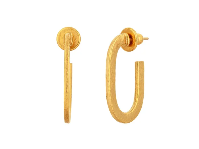 GURHAN Hoopla Gold Post Hoop Earrings 25x12mm Flat Oval GG GOLD TRAD Earrings