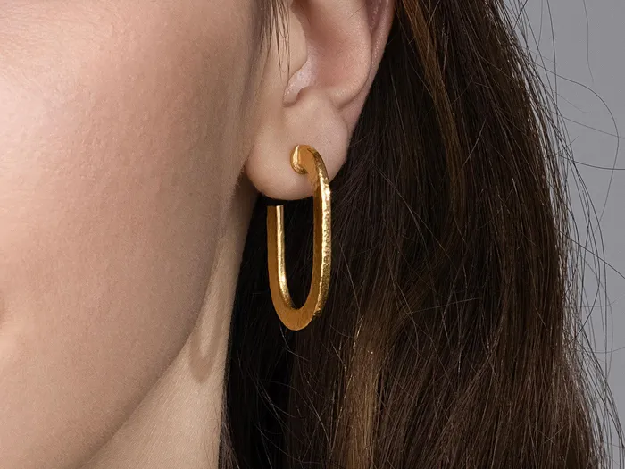 GURHAN Hoopla Gold Post Hoop Earrings 25x12mm Flat Oval GG GOLD TRAD Earrings GURHAN Hoopla Gold Post Hoop Earrings 25x12mm Flat Oval GG GOLD TRAD Earrings