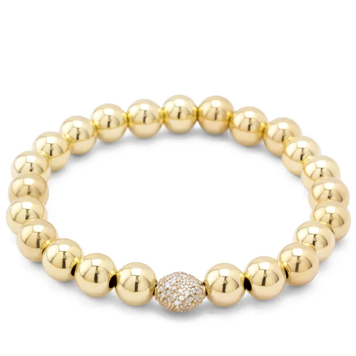 Pave CZ and 6mm 14kt Goldfilled Stretch Bracelet Elisa Ilana Bracelets