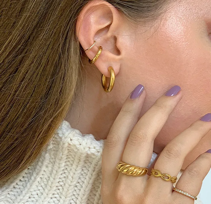 FELICE GOLD CHUNKY SMALL HOOP EARRINGS SAMPLE Mai Dsire Earrings