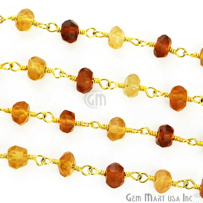 Hessonite 67mm Gold Plated Wire Wrapped Rosary Chain GemmartUSA PreStyled Sets Hessonite 67mm Gold Plated Wire Wrapped Rosary Chain GemmartUSA PreStyled Sets