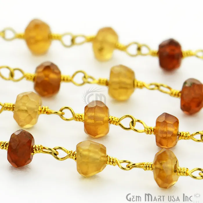 Hessonite 67mm Gold Plated Wire Wrapped Rosary Chain GemmartUSA PreStyled Sets Hessonite 67mm Gold Plated Wire Wrapped Rosary Chain GemmartUSA PreStyled Sets
