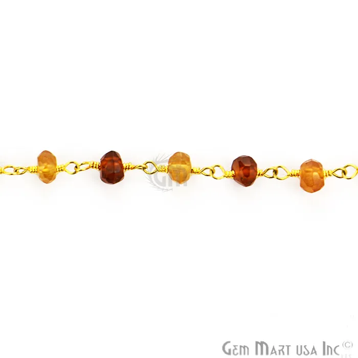 Hessonite 67mm Gold Plated Wire Wrapped Rosary Chain GemmartUSA PreStyled Sets Hessonite 67mm Gold Plated Wire Wrapped Rosary Chain GemmartUSA PreStyled Sets