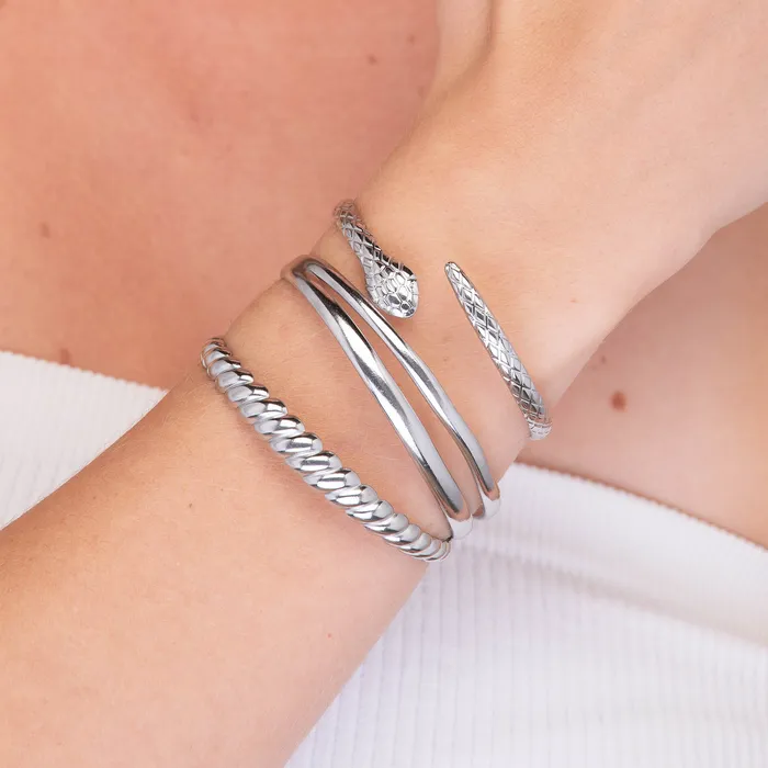 Snake Open Cuff Bangle Camile Stone Rings