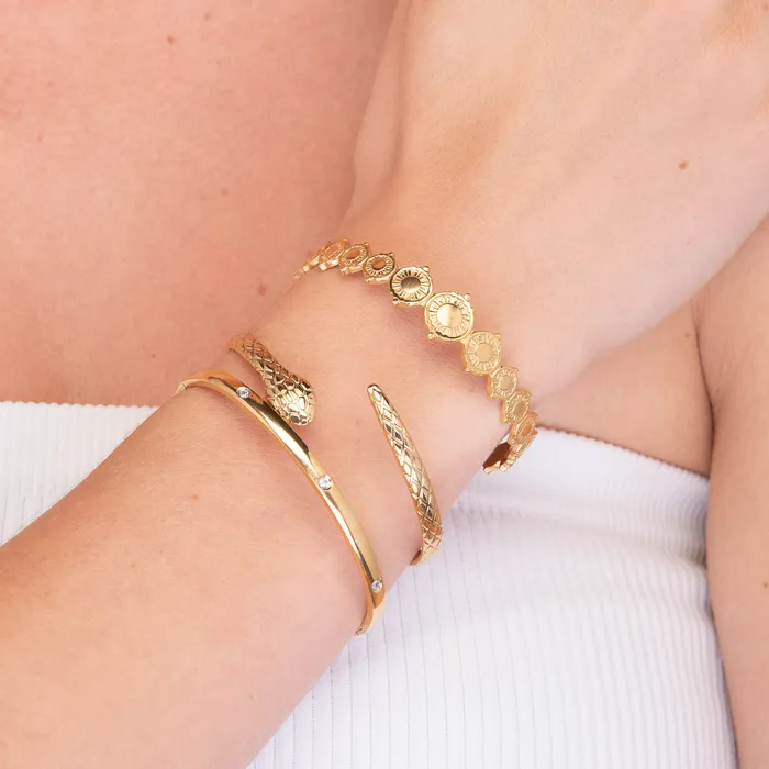 Snake Open Cuff Bangle Camile Stone Rings