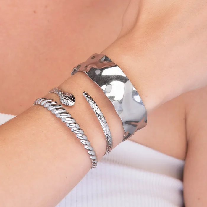 Snake Open Cuff Bangle Camile Stone Rings