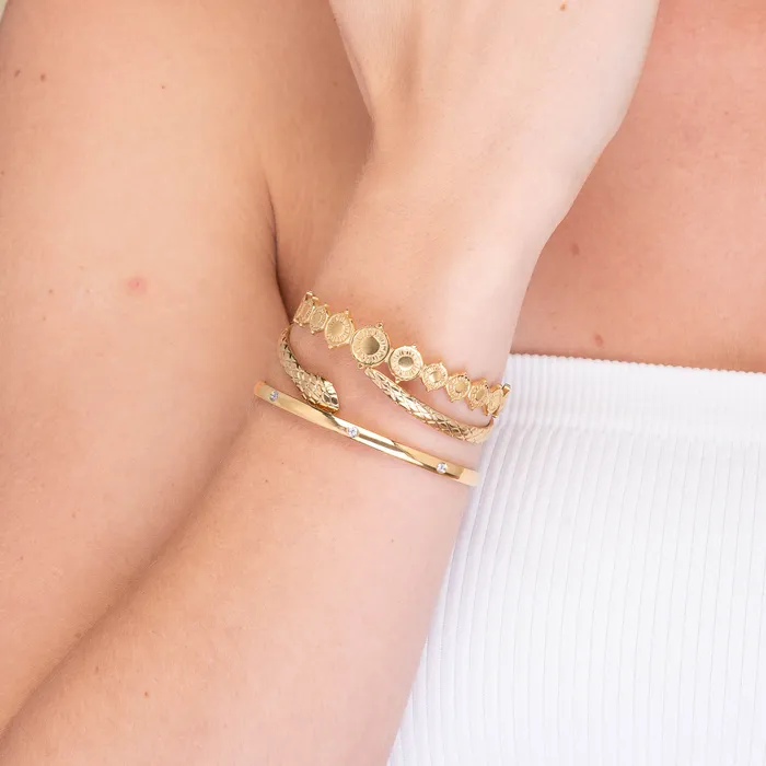 Snake Open Cuff Bangle Camile Stone Rings
