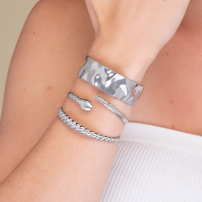 Snake Open Cuff Bangle Camile Stone Rings