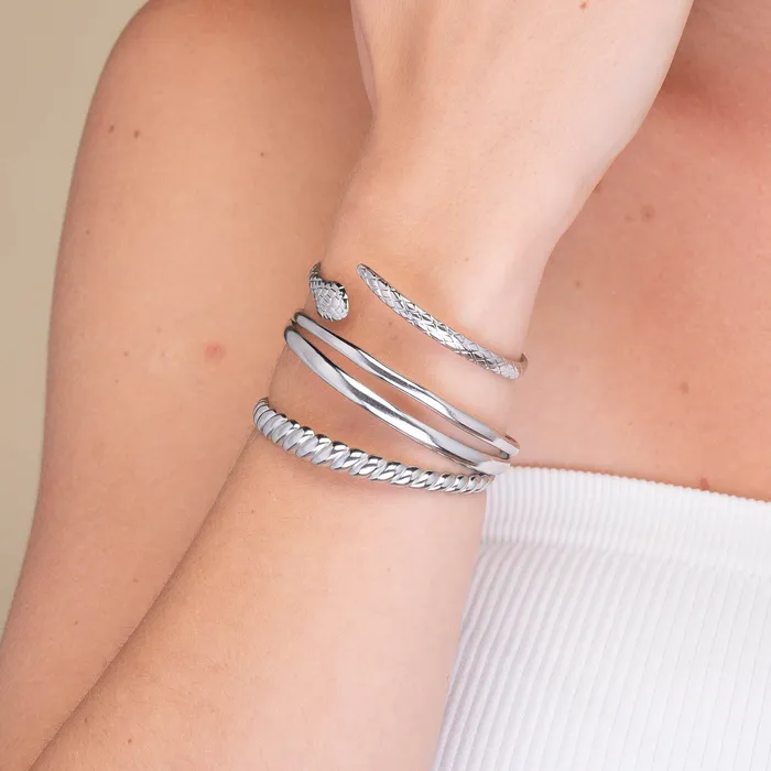 Snake Open Cuff Bangle Camile Stone Rings