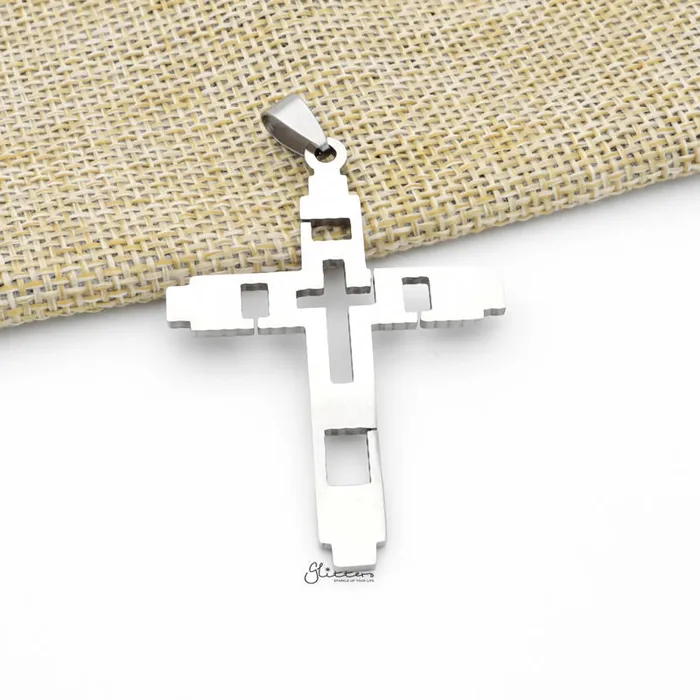Glitters Necklaces Stainless Steel Plain Cross Pendant