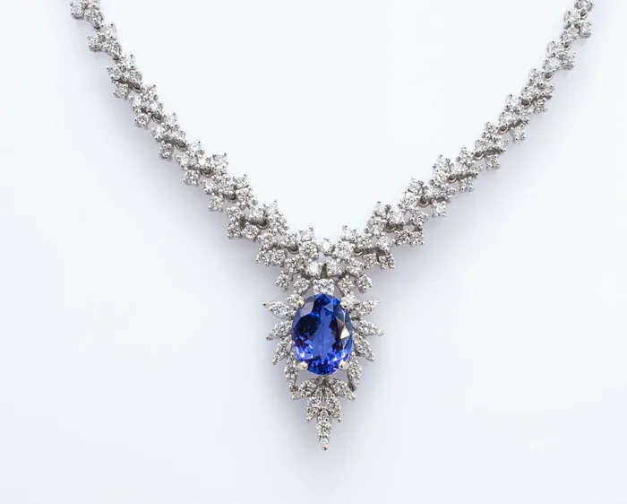 Necklaces Crown Jewels Coin Tanzanite Diamond Waterfall Cluster Necklace Necklaces Crown Jewels Coin Tanzanite Diamond Waterfall Cluster Necklace