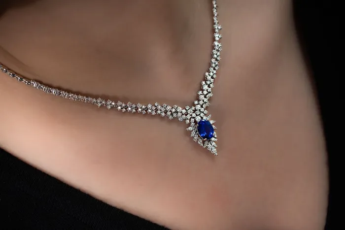 Necklaces Crown Jewels Coin Tanzanite Diamond Waterfall Cluster Necklace