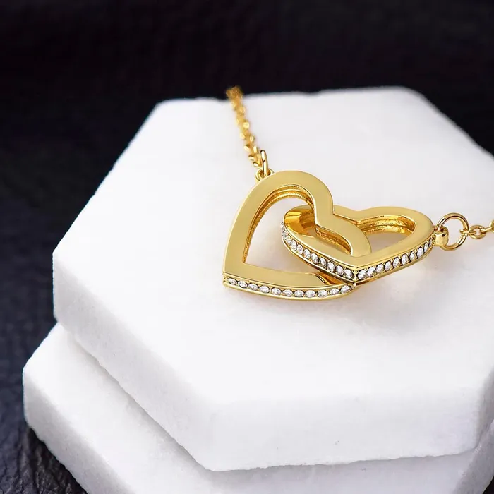 ShineOn Fulfillment Necklaces Congrats You Are Being Promoted Gift for Future Grandma Pregnancy Announcement Interlocking Heart Pendant Necklace