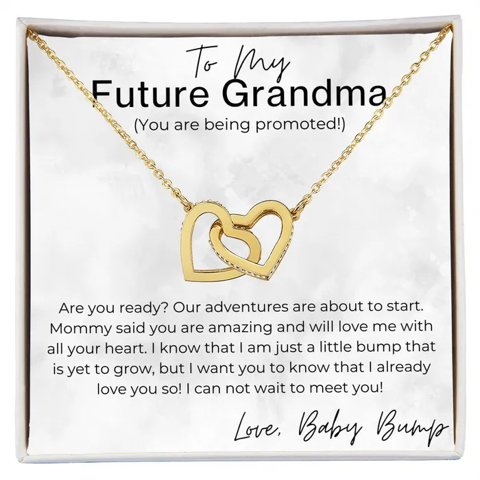ShineOn Fulfillment Necklaces Congrats You Are Being Promoted Gift for Future Grandma Pregnancy Announcement Interlocking Heart Pendant Necklace