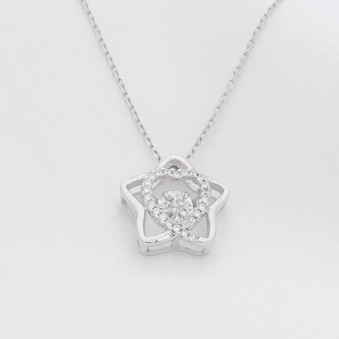 Star and Heart Sterling Silver Necklace Glitters Necklaces