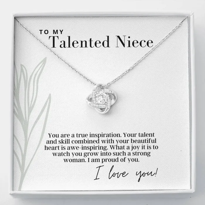 To My Talented Niece Love Knot Pendant Necklace The Perfect Gift ShineOn Fulfillment Necklaces