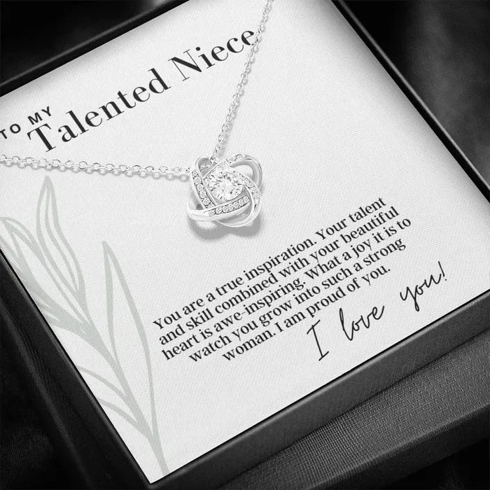 To My Talented Niece Love Knot Pendant Necklace The Perfect Gift ShineOn Fulfillment Necklaces