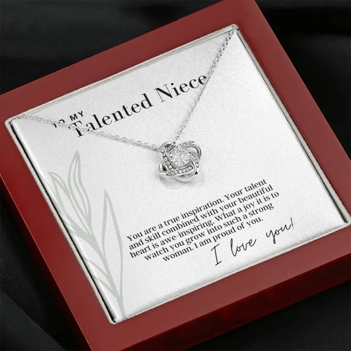 To My Talented Niece Love Knot Pendant Necklace The Perfect Gift ShineOn Fulfillment Necklaces