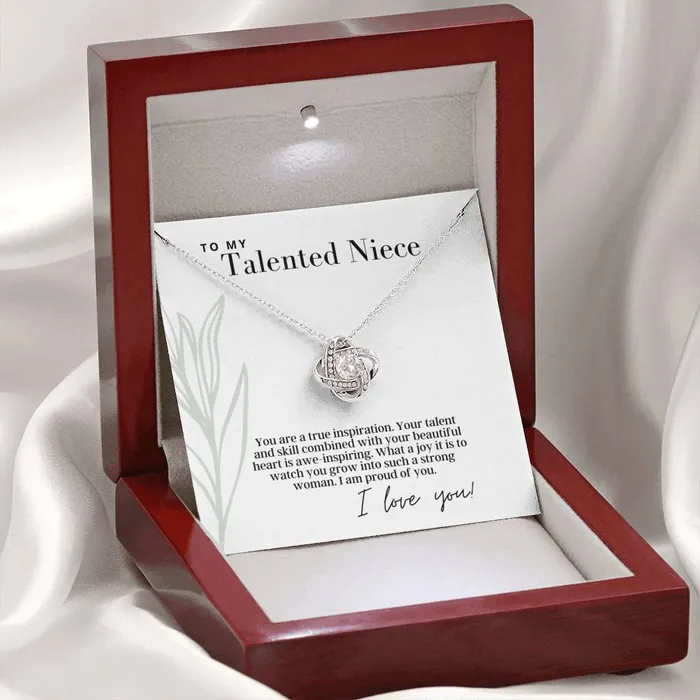 To My Talented Niece Love Knot Pendant Necklace The Perfect Gift ShineOn Fulfillment Necklaces