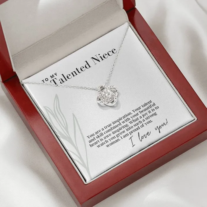 To My Talented Niece Love Knot Pendant Necklace The Perfect Gift ShineOn Fulfillment Necklaces