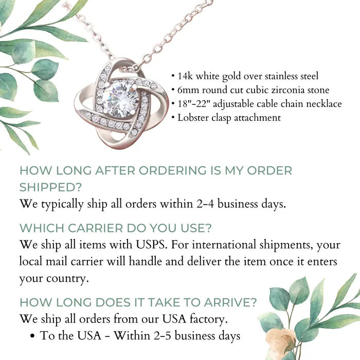To My Talented Niece Love Knot Pendant Necklace The Perfect Gift ShineOn Fulfillment Necklaces