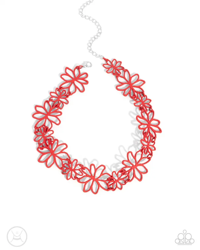 A Finishing Touch Jewelry Necklaces Paparazzi Bouquet Blend Red Choker Necklace