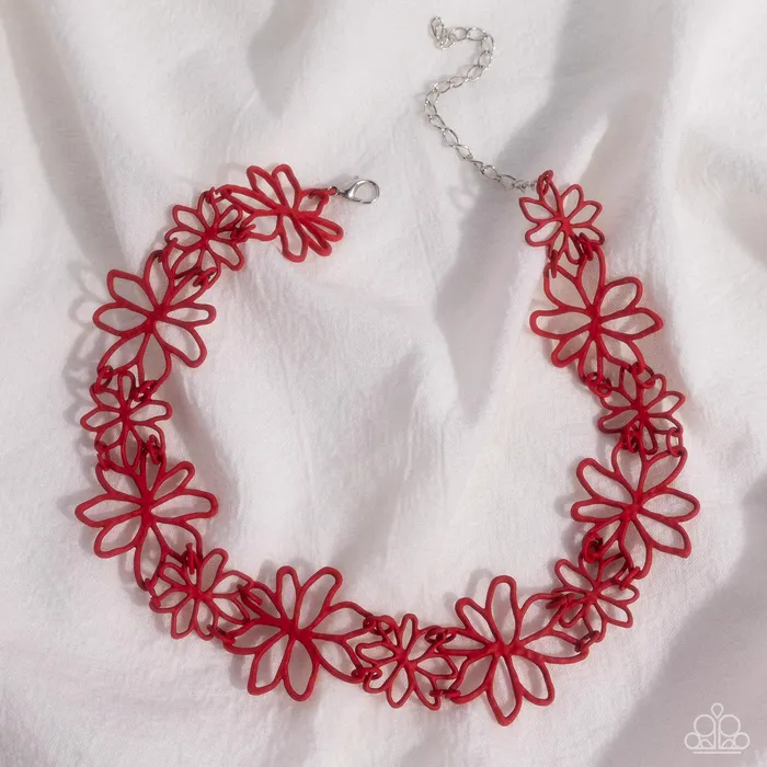 A Finishing Touch Jewelry Necklaces Paparazzi Bouquet Blend Red Choker Necklace