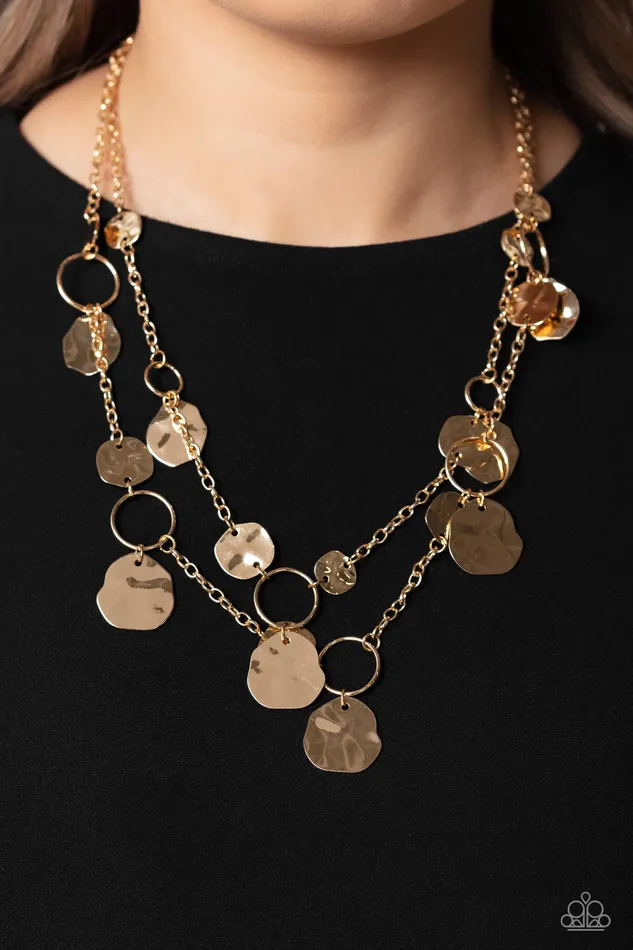 A Finishing Touch Jewelry Necklaces Paparazzi Hammered Horizons Gold Necklace