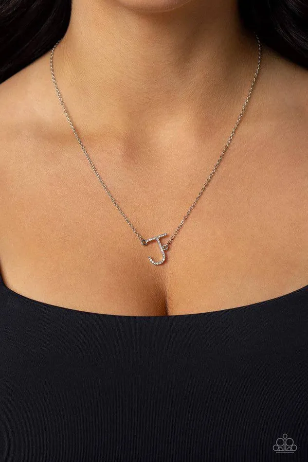 A Finishing Touch Jewelry Necklaces Paparazzi INITIALLY Yours J White Necklace