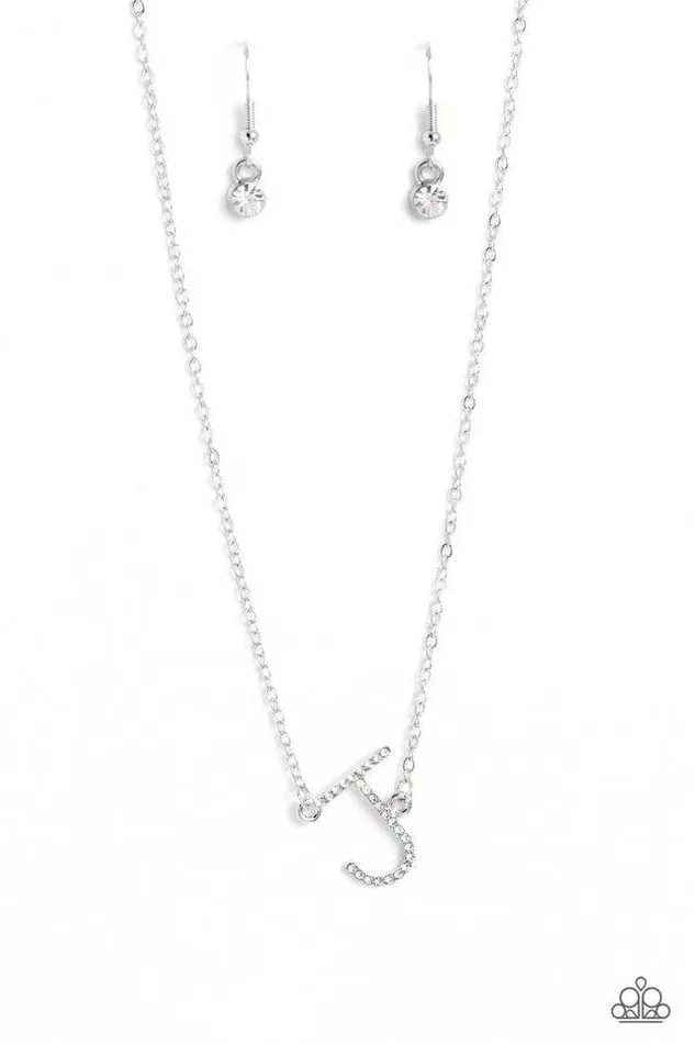 A Finishing Touch Jewelry Necklaces Paparazzi INITIALLY Yours J White Necklace
