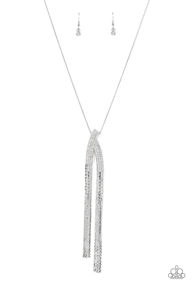 A Finishing Touch Jewelry Necklaces Paparazzi Out of The SWAY White Necklace June 2022 Life Of The Party Exclusive
