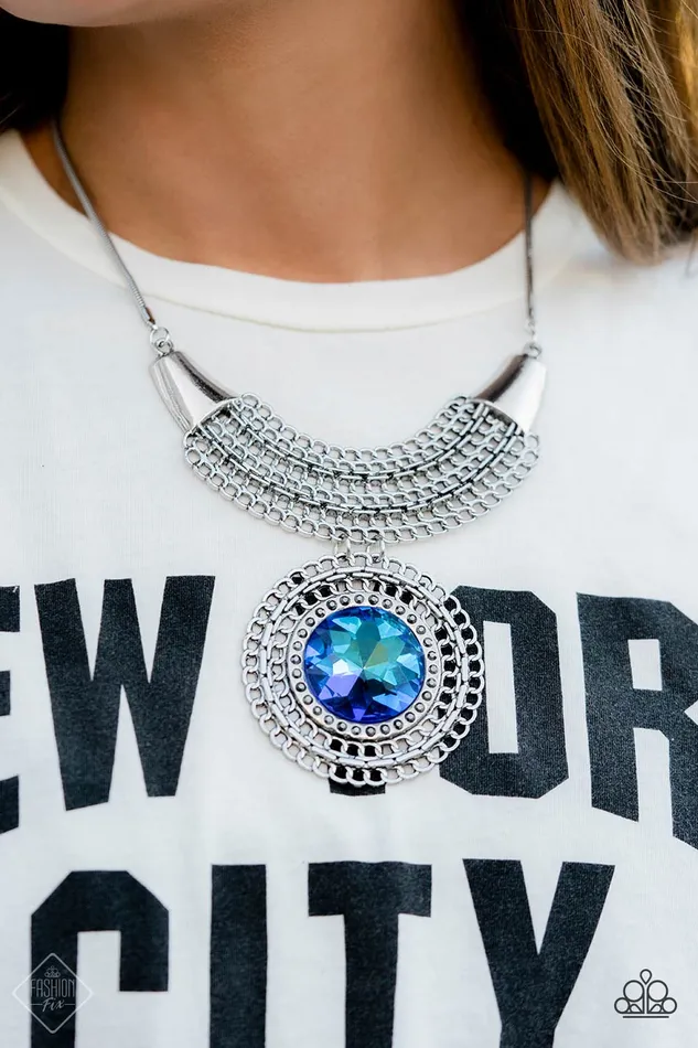 A Finishing Touch Jewelry Paparazzi Excalibur Extravagance Blue Necklace December Fashion Fix Necklaces