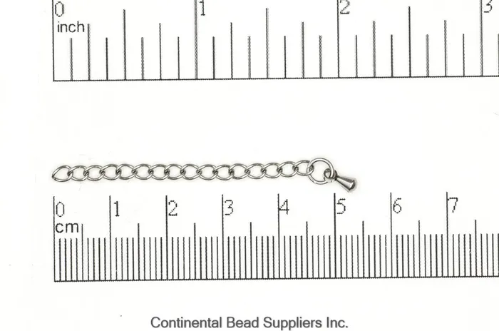 Continental Beads 3mm Curb Extender Chain With 2mm Pendant Sold Per Piece Made of Stainless Steel CHEXT1SS Necklaces Continental Beads 3mm Curb Extender Chain With 2mm Pendant Sold Per Piece Made of Stainless Steel CHEXT1SS Necklaces
